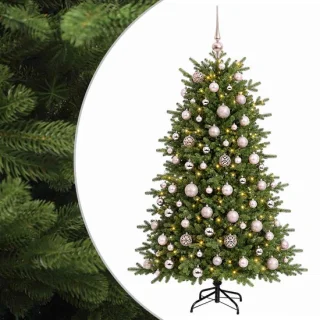 vidaXL kunstkerstboom met kerstballen 210 cm 300 LED's warmwit