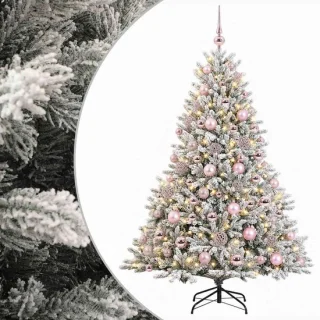 vidaXL Kunstkerstboom met kerstballen 210 cm 300 LED's warmwit