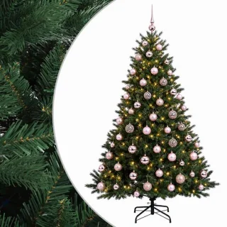 vidaXL kunstkerstboom met kerstballen 210 cm 300 warmwitte LED's