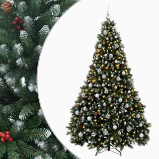vidaXL kunstkerstboom met kerstballen, 210 cm