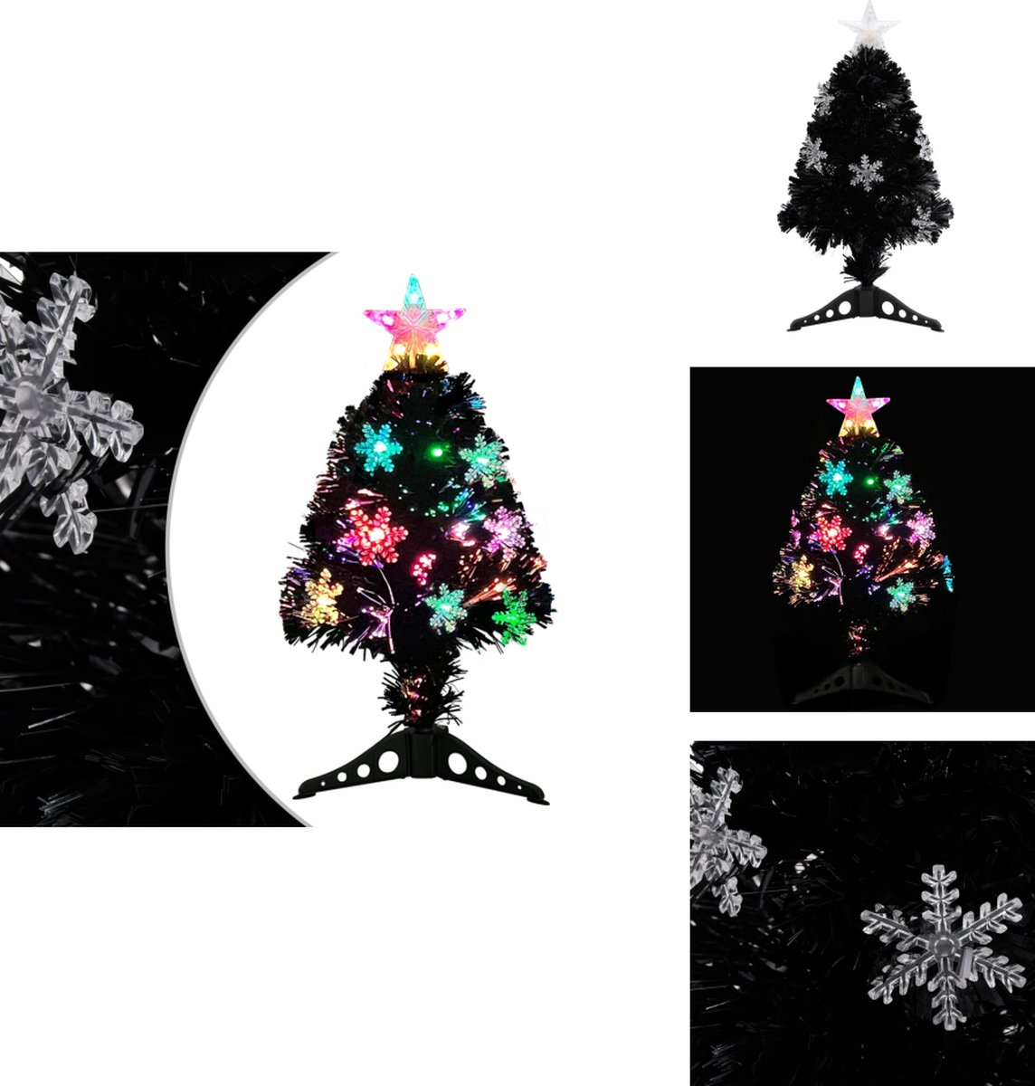 vidaXL Kunstkerstboom met LED 64 cm zwart
