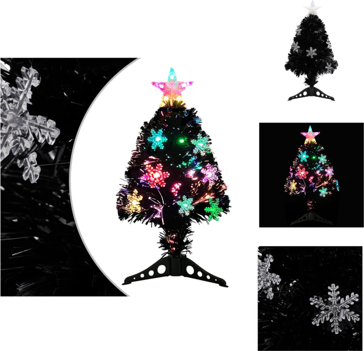 vidaXL Kunstkerstboom met LED 64 cm zwart