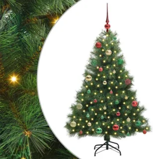 vidaXL Kunstkerstboom met LED en standaard groen 150 cm PE en PVC