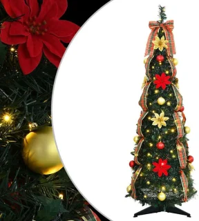 vidaXL kunstkerstboom met ledverlichting en standaard, groen, 125 cm