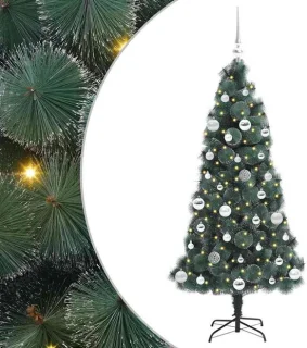 vidaXL kunstkerstboom met lichtjes en ballen groen 150 cm