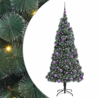 vidaXL Kunstkerstboom met lichtjes en ballen groen 180 cm