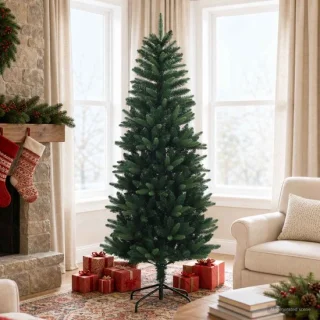 vidaXL kunstkerstboom met scharnieren 180 cm van PE en PVC, groen