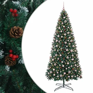 vidaXL kunstkerstboom met scharnieren en kerstballen 400 cm 600 LED’s