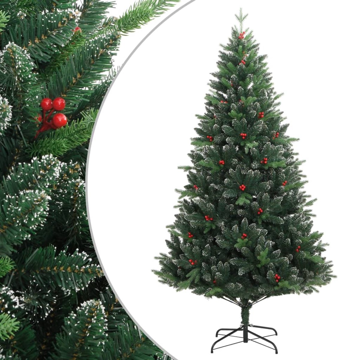 vidaXL Kunstkerstboom met scharnieren en rode bessen 210 cm