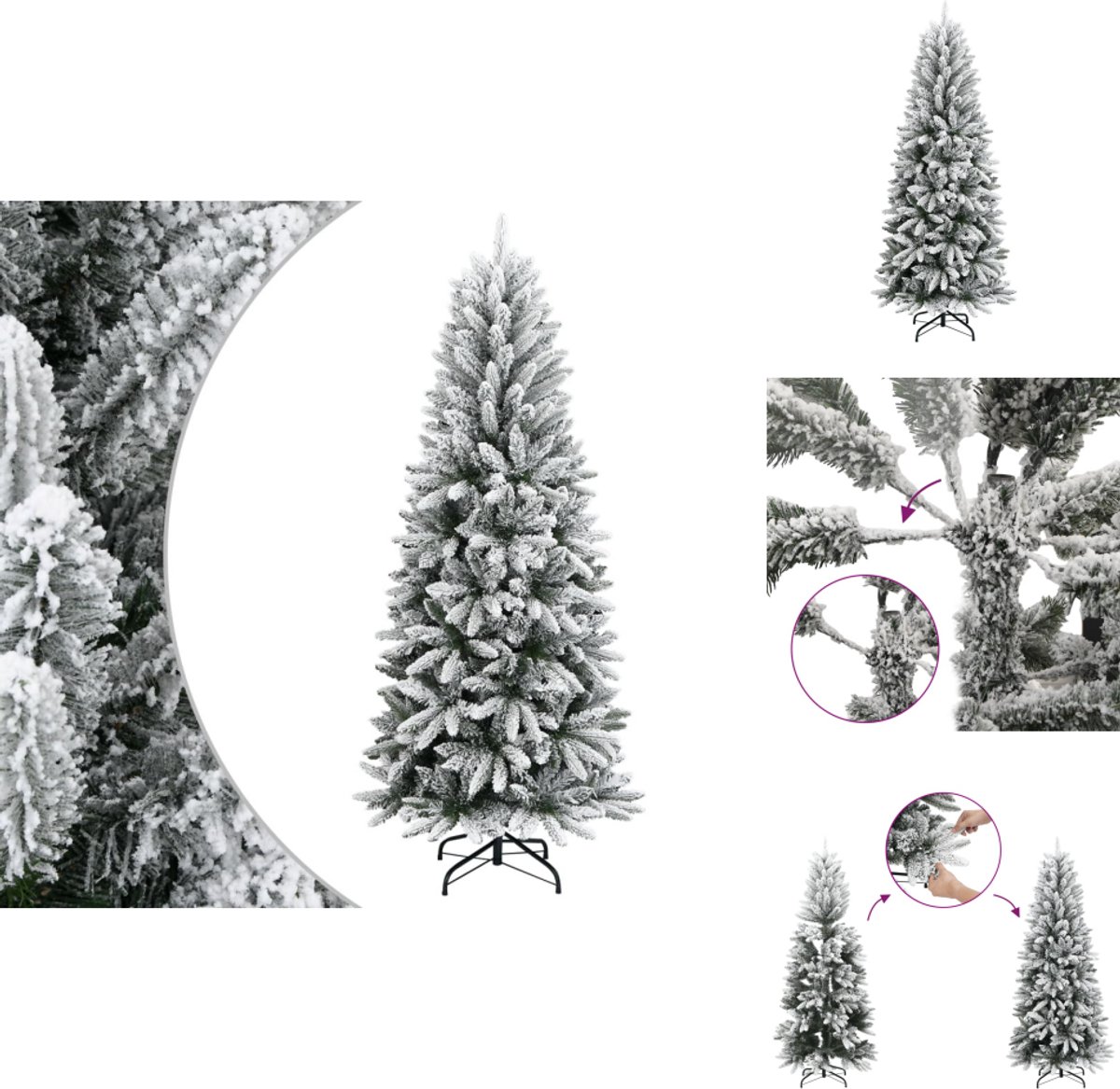 vidaXL Kunstkerstboom met sneeuw 180 cm PVC en PE