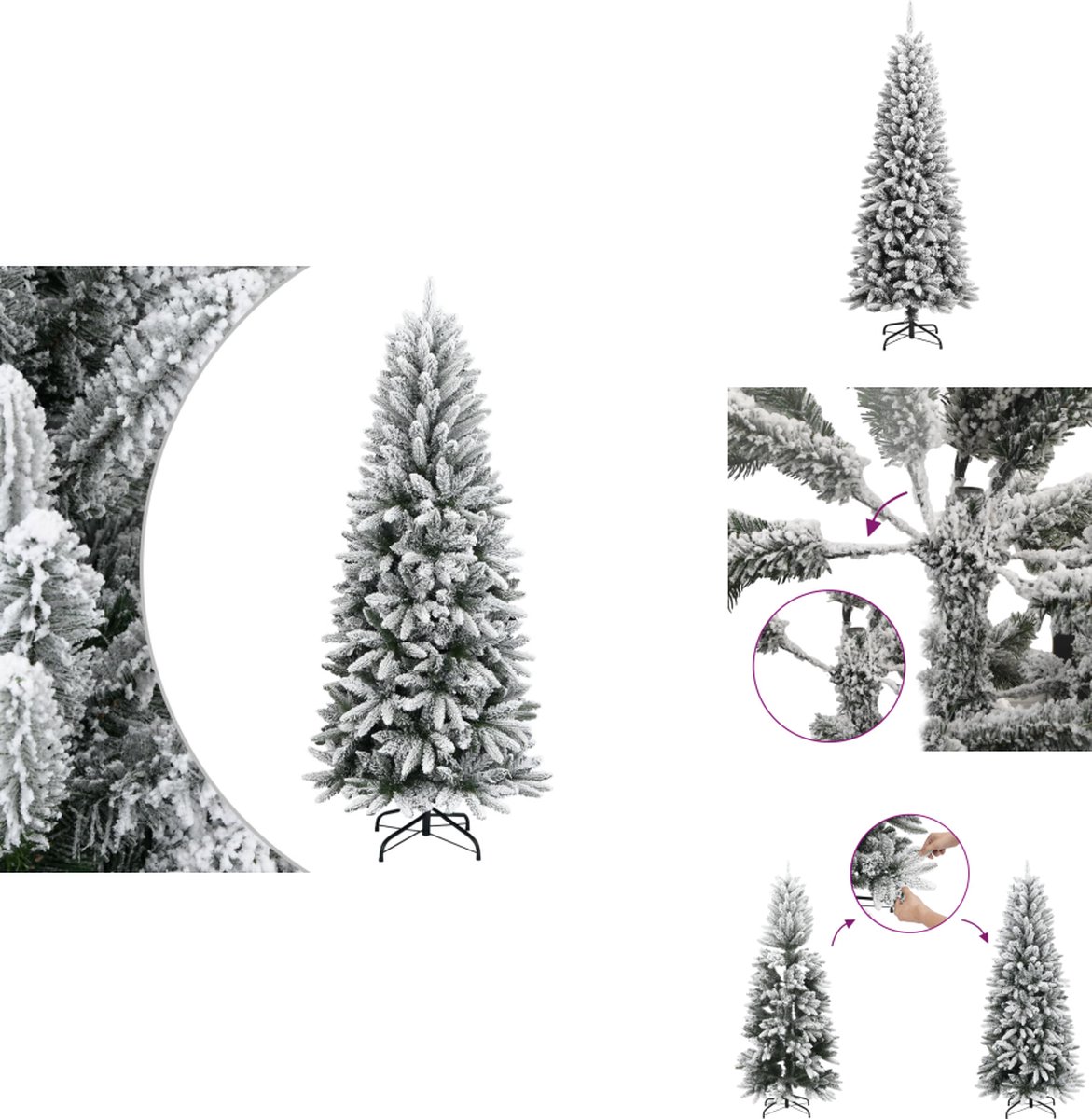 vidaXL Kunstkerstboom met sneeuw 180 cm PVC en PE