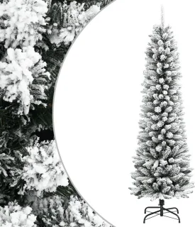 vidaXL kunstkerstboom met sneeuw smal 240 cm PVC en PE