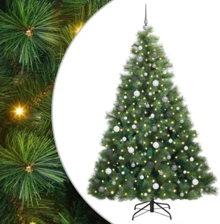 vidaXL kunstkerstboom met standaard, groen, 210 cm, PE en PVC