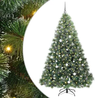 vidaXL kunstkerstboom met standaard, groen, 210 cm, PE en PVC