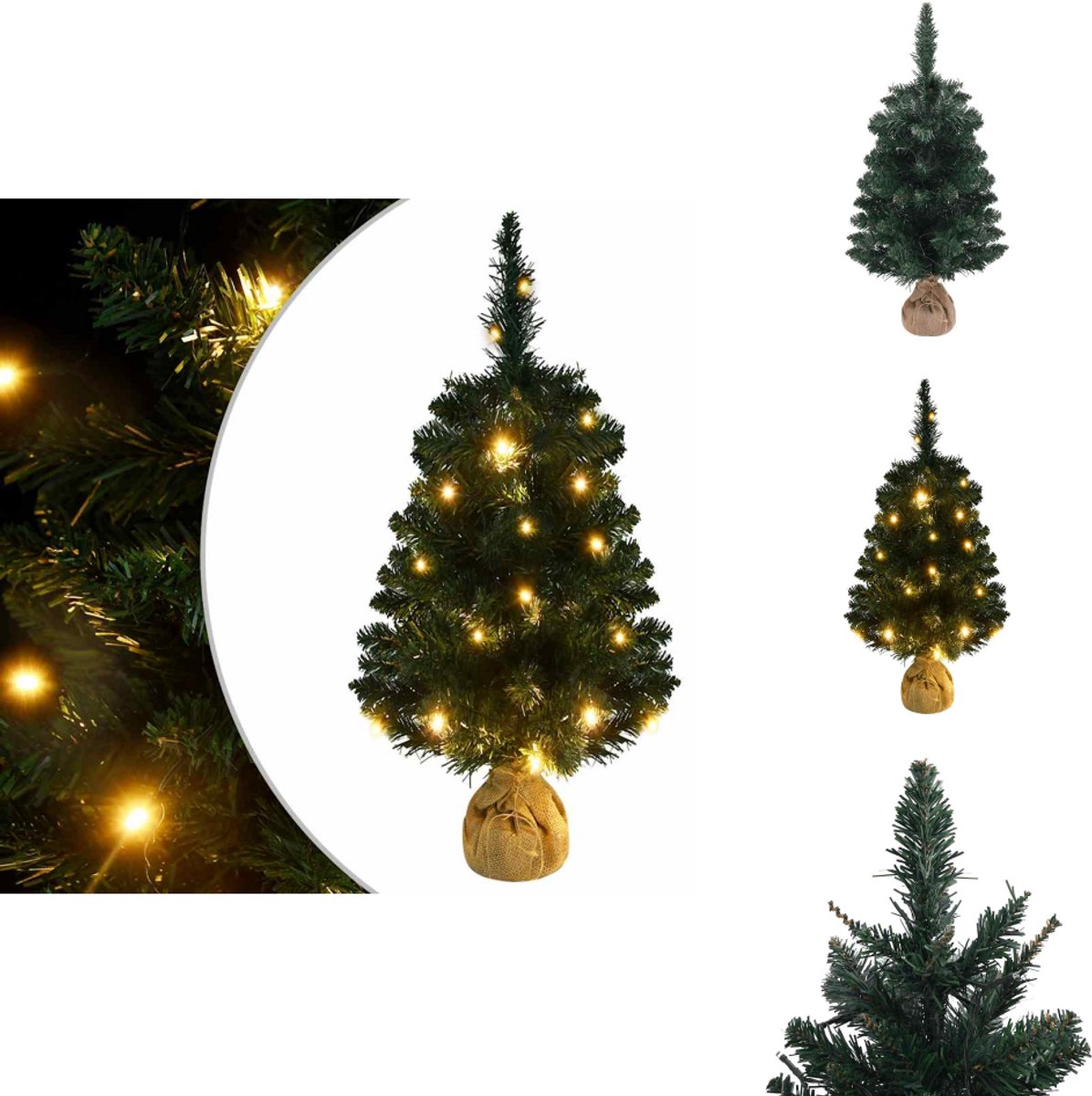 vidaXL Kunstkerstboom met verlichting 90 cm PVC groen