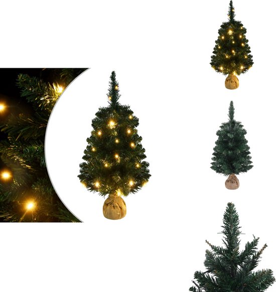 vidaXL Kunstkerstboom met verlichting 90 cm PVC groen