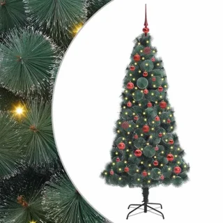vidaXL kunstkerstboom met verlichting en ballen groen 150 cm