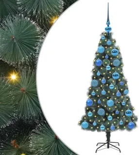vidaXL Kunstkerstboom met verlichting en ballenset groen 120 cm