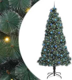 vidaXL Kunstkerstboom met verlichting en ballenset groen 240 cm