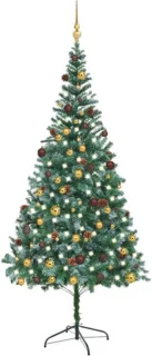 vidaXL kunstkerstboom met verlichting en decoratie 210 cm