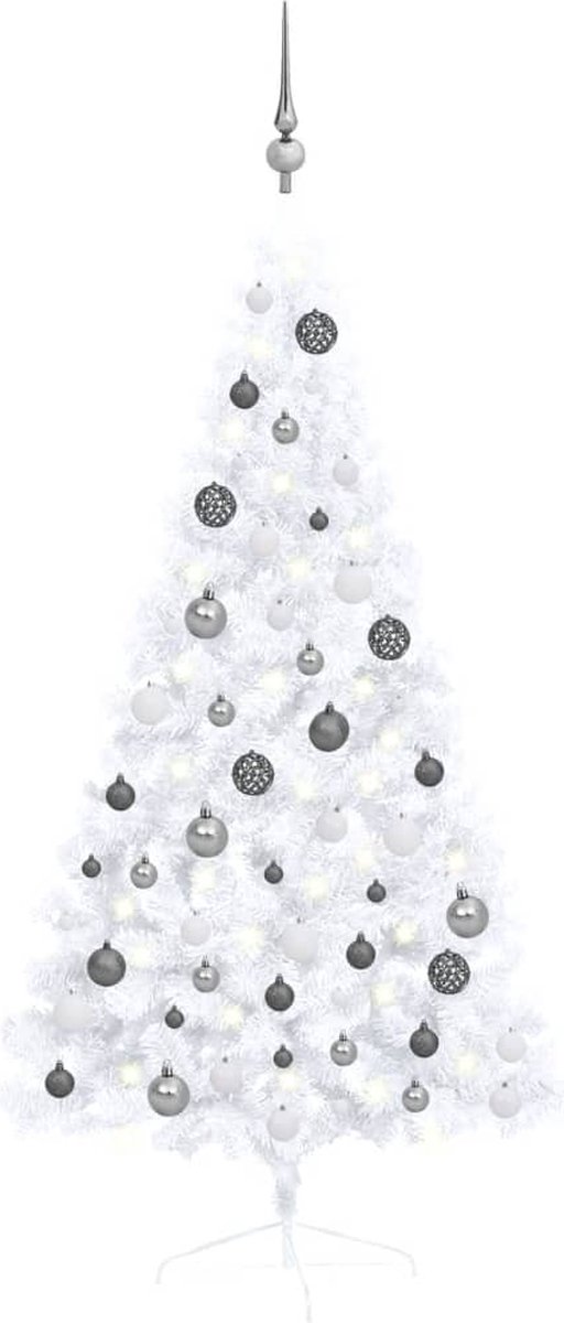 vidaXL Kunstkerstboom met verlichting en kerstballen 150 cm wit