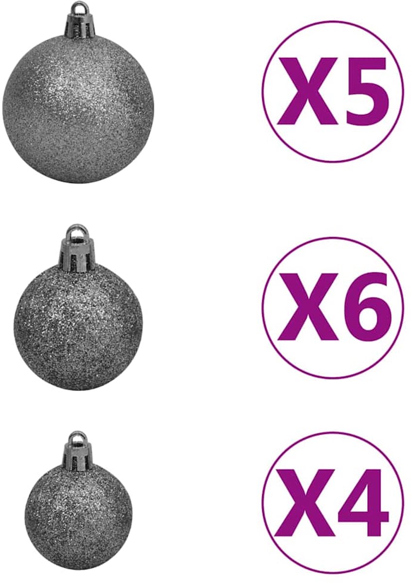 vidaXL Kunstkerstboom met verlichting en kerstballen 150 cm wit