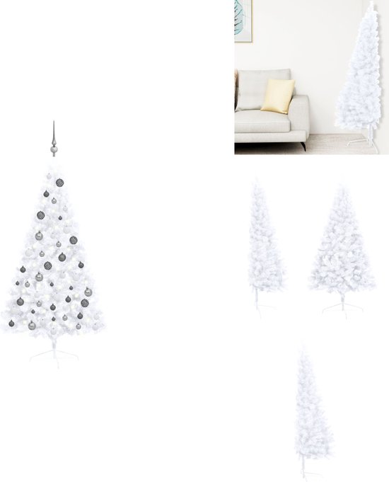 vidaXL Kunstkerstboom met verlichting en kerstballen 150 cm wit