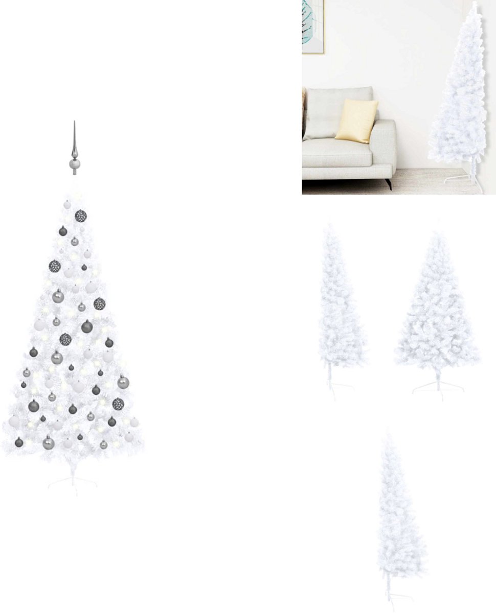 vidaXL Kunstkerstboom met verlichting en kerstballen 240 cm wit