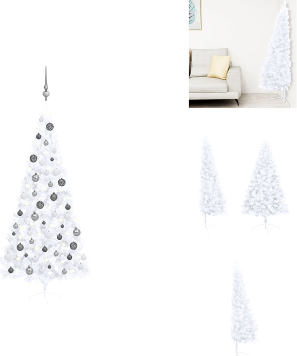vidaXL Kunstkerstboom met verlichting en kerstballen 240 cm wit