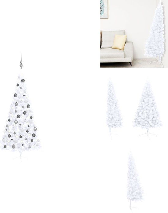 vidaXL Kunstkerstboom met verlichting en kerstballen 240 cm wit
