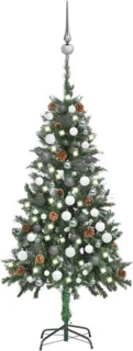 vidaXL kunstkerstboom met verlichting, kerstballen en dennenappels 150 cm