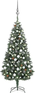 vidaXL kunstkerstboom met verlichting, kerstballen en dennenappels 180 cm