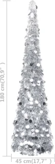 vidaXL Kunstkerstboom pop-up 180 cm zilver PET