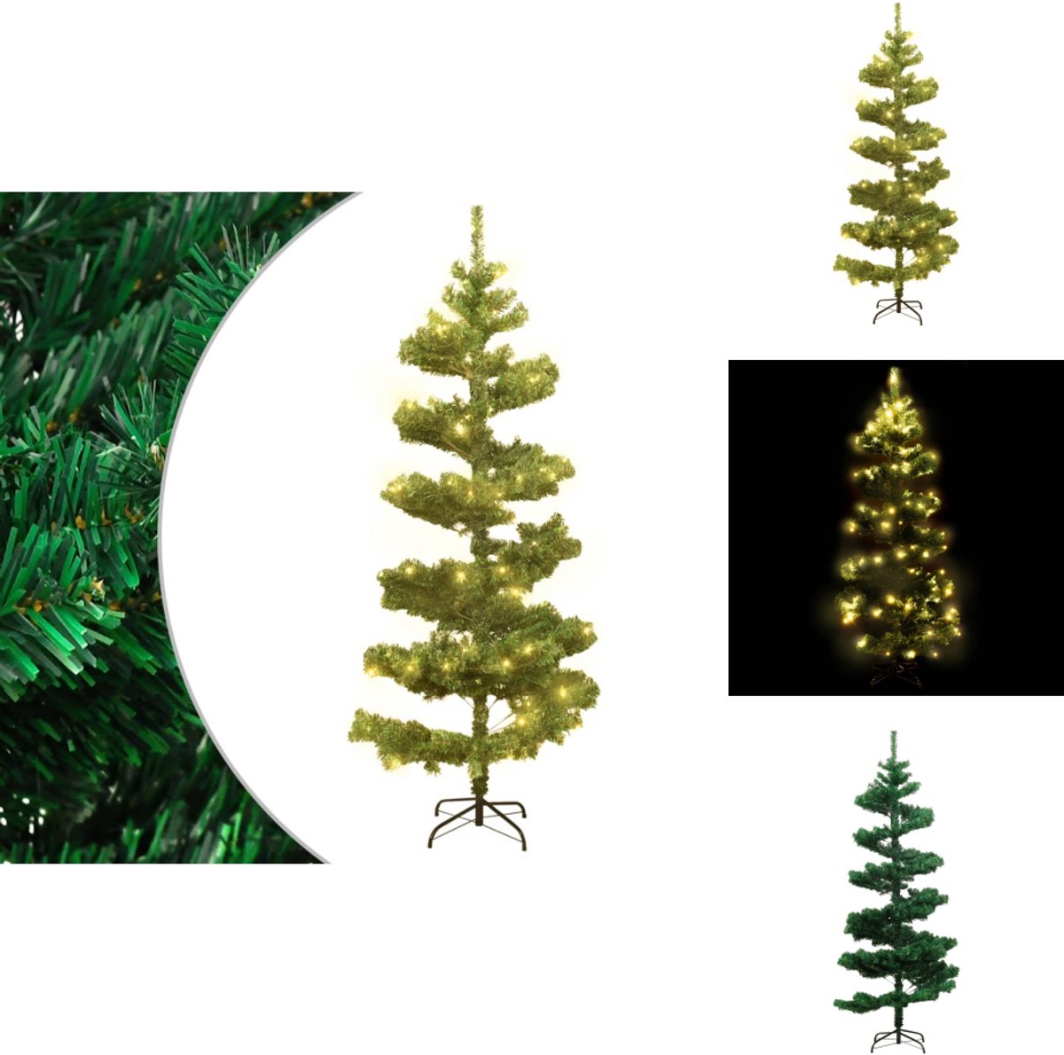 vidaXL Kunstkerstboom PVC 180 cm groen met standaard en verlichting
