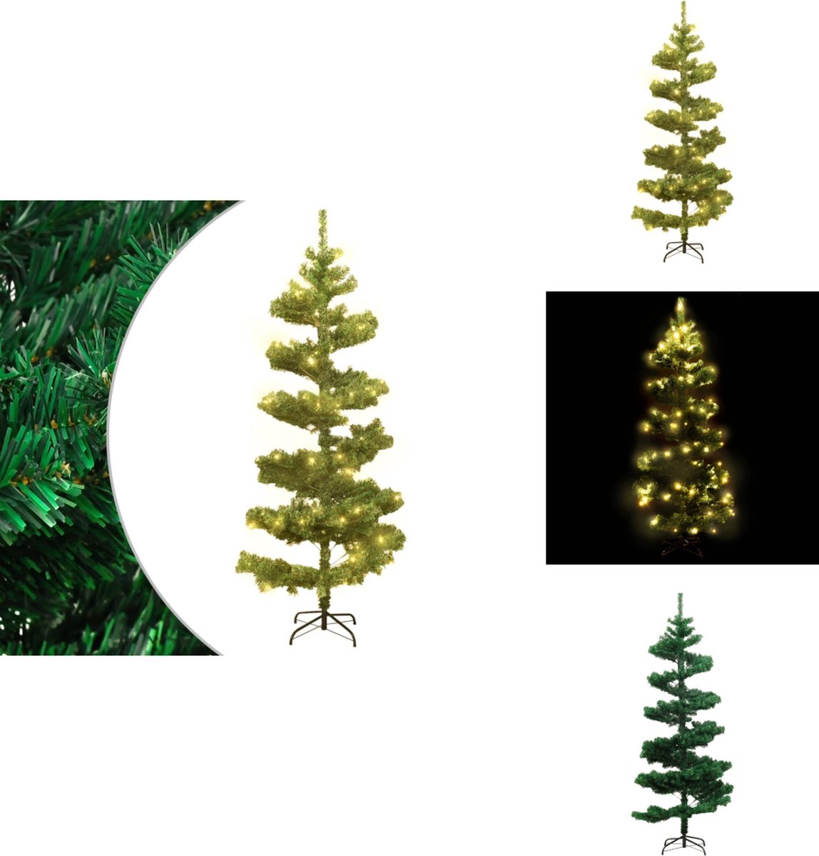 vidaXL Kunstkerstboom PVC 180 cm groen met standaard en verlichting