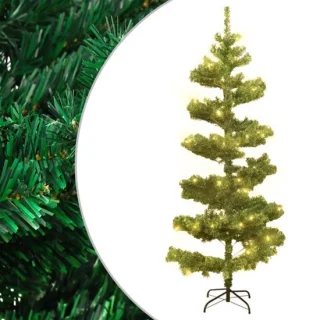 vidaXL Kunstkerstboom PVC 180 cm groen met standaard en verlichting