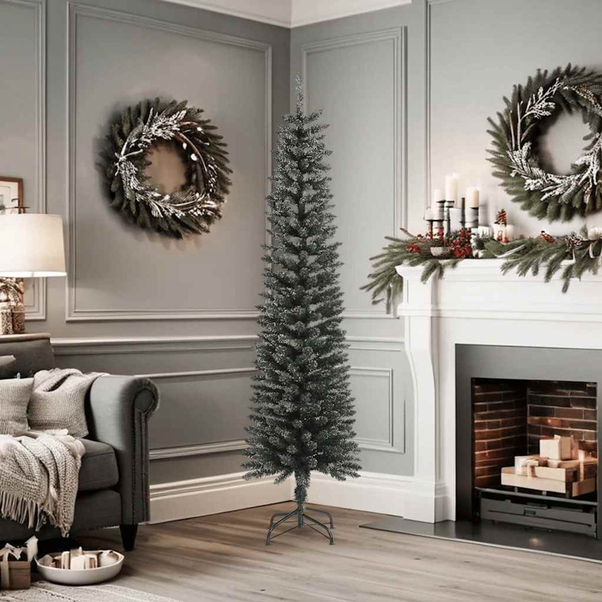 vidaXL Kunstkerstboom PVC 180 cm groen met standaard smal