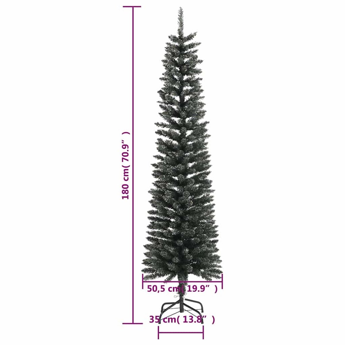 vidaXL Kunstkerstboom PVC 180 cm groen met standaard smal