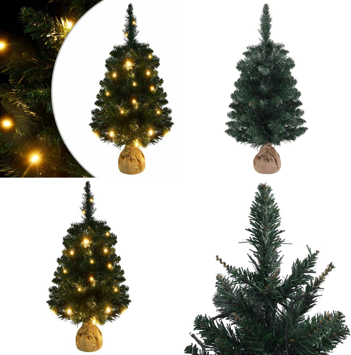 vidaXL Kunstkerstboom PVC 90 cm groen inclusief standaard en verlichting