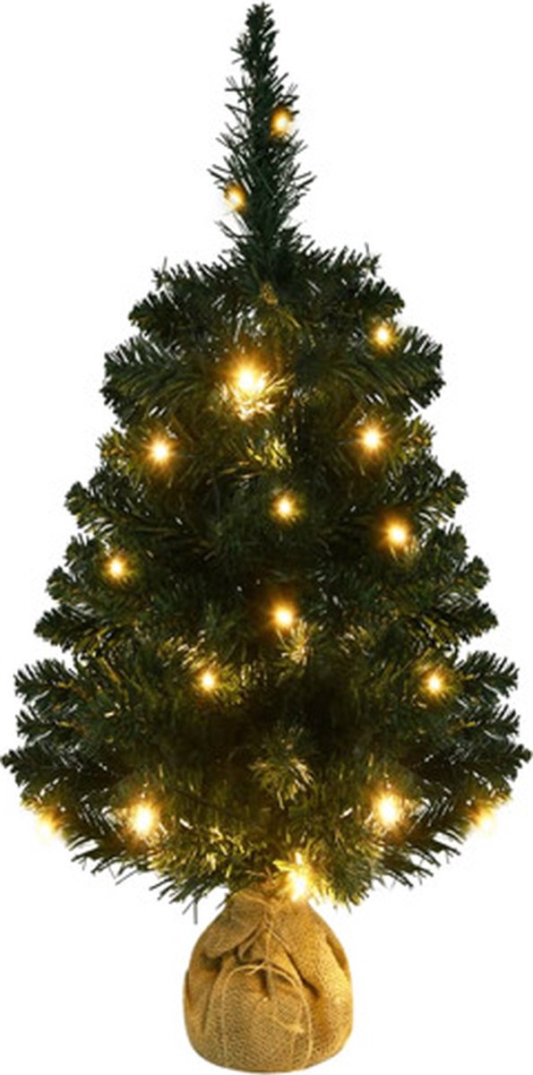 vidaXL Kunstkerstboom PVC 90 cm groen inclusief standaard en verlichting