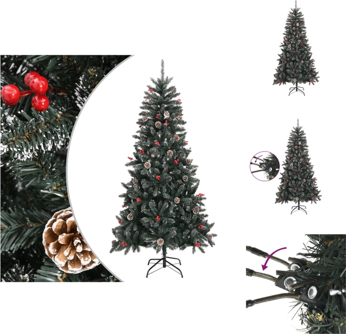 vidaXL Kunstkerstboom PVC met standaard 210 cm groen