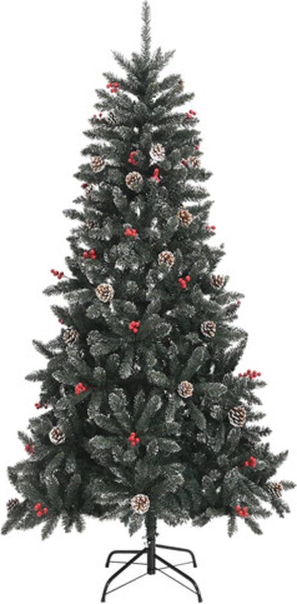 vidaXL Kunstkerstboom PVC met standaard 210 cm groen