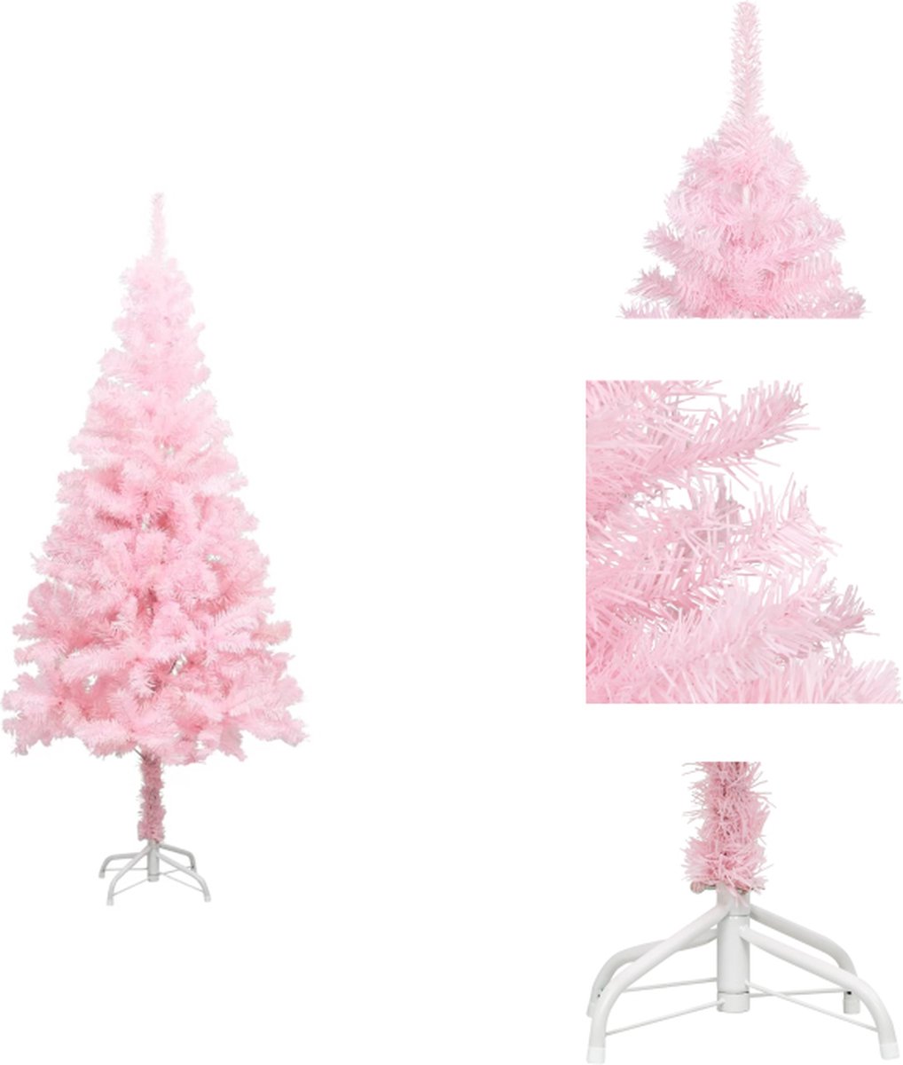 vidaXL Kunstkerstboom PVC Roze 210 cm met standaard