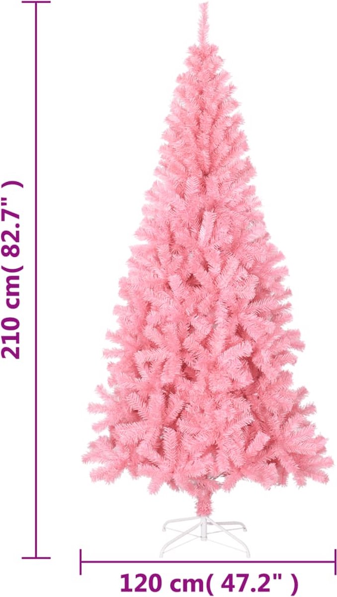 vidaXL Kunstkerstboom PVC Roze 210 cm met standaard