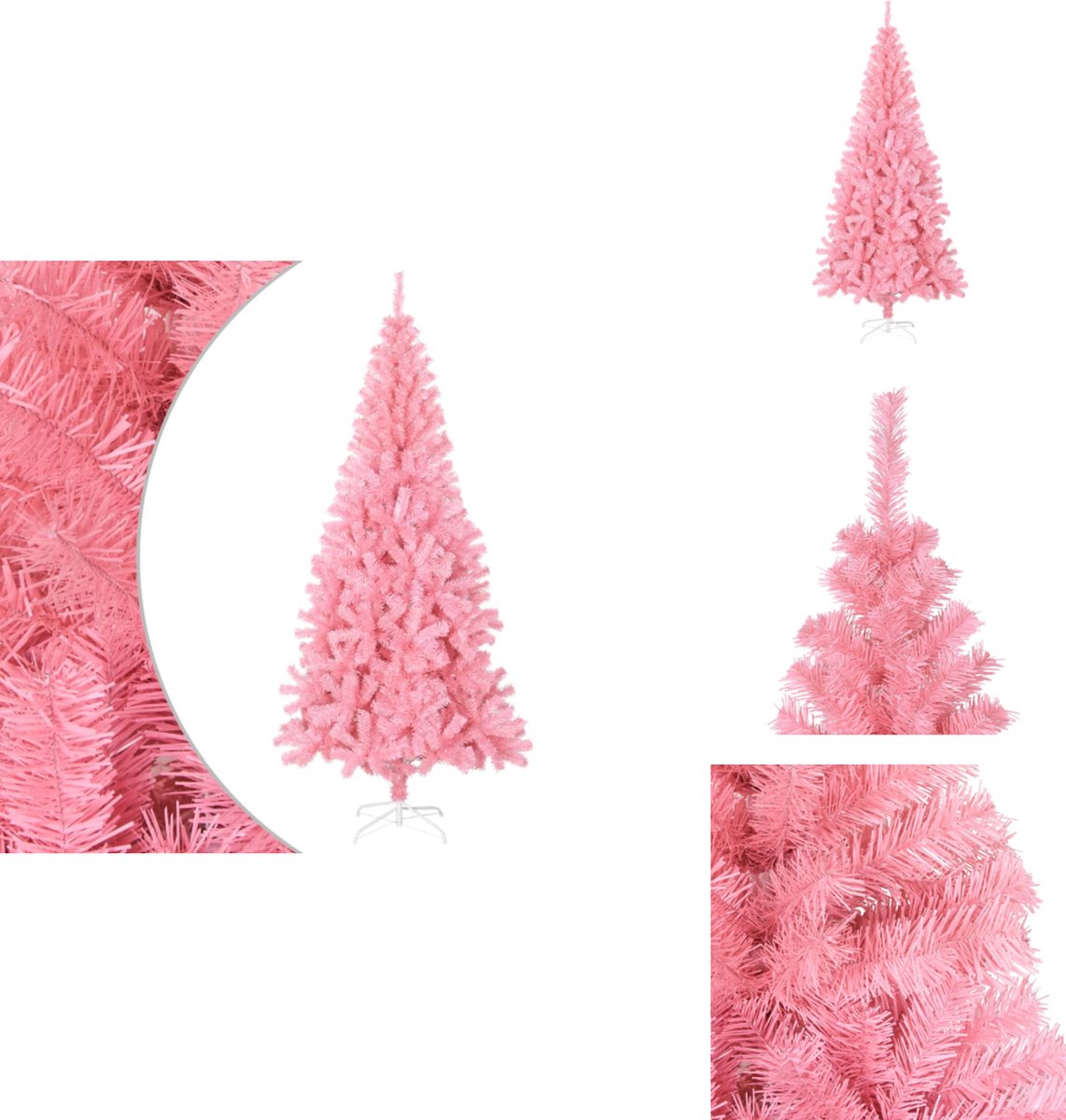 vidaXL Kunstkerstboom PVC Roze 210 cm met standaard