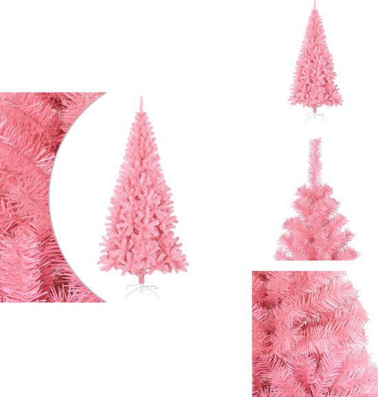 vidaXL Kunstkerstboom PVC Roze 210 cm met standaard
