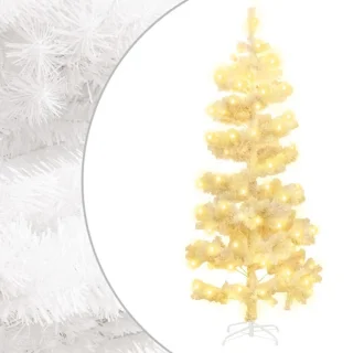 vidaXL Kunstkerstboom PVC wit 180 cm met standaard en verlichting