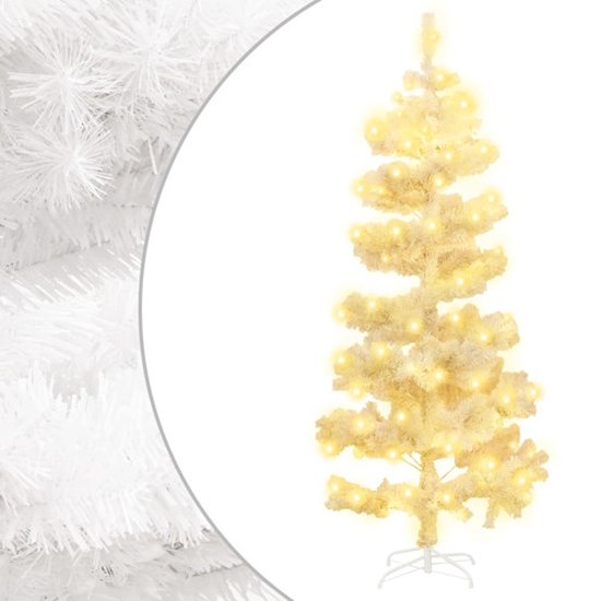 vidaXL Kunstkerstboom PVC wit 180 cm met standaard en verlichting