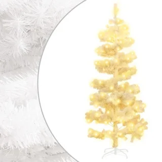 vidaXL Kunstkerstboom PVC wit 180 cm met standaard en verlichting