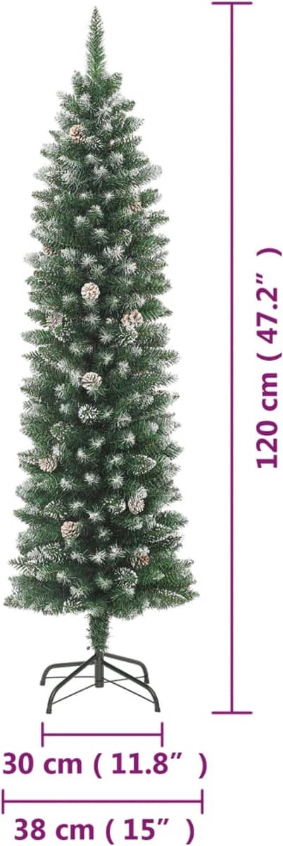 vidaXL Kunstkerstboom Smal 120 cm met standaard PVC